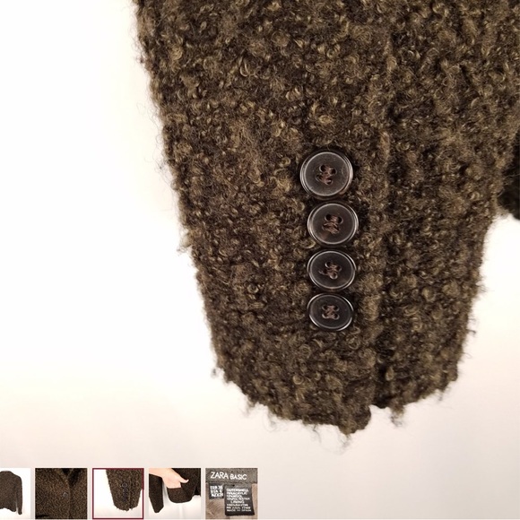 Zara Basic jacket nubby olive green & black size 6 - Picture 6 of 6